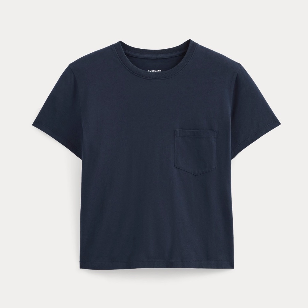 Everlane Women's Box-Cut T-Shirt in Essential Cotton in Navy, Size Extra Small